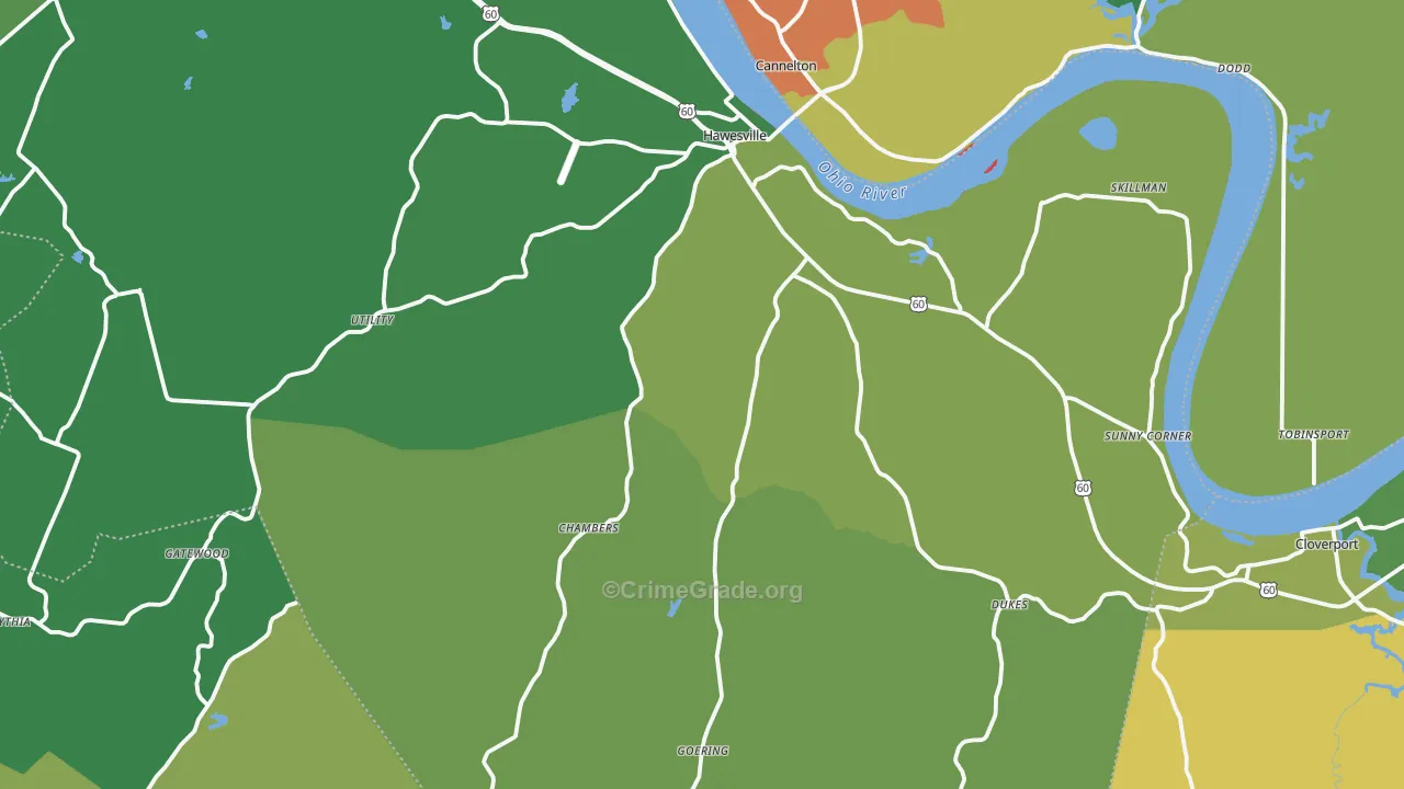 Hawesville, KY Map of Drug-Related Crime Rates