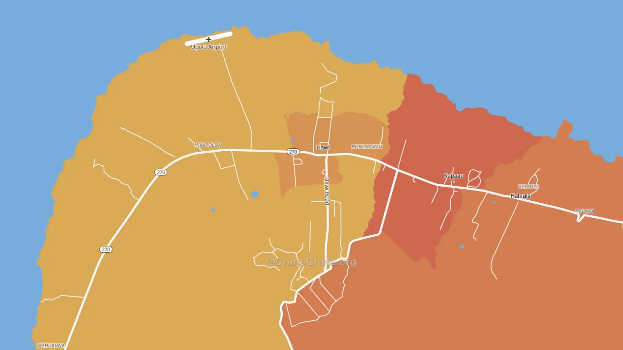 Hawi, HI Map of Drug-Related Crime Rates