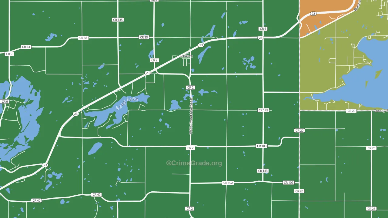 Hawick, MN Map of Drug-Related Crime Rates
