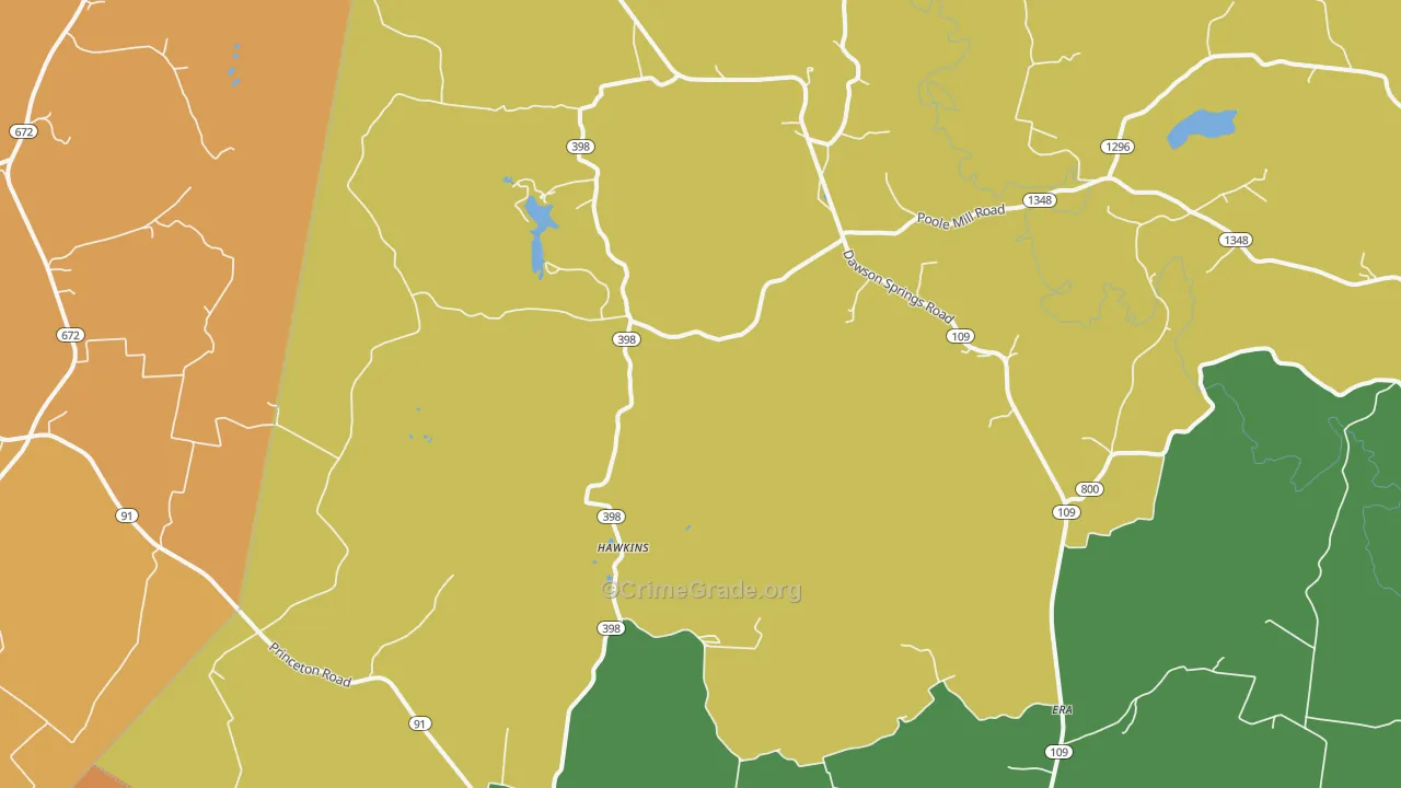 Hawkins, KY Map of Drug-Related Crime Rates