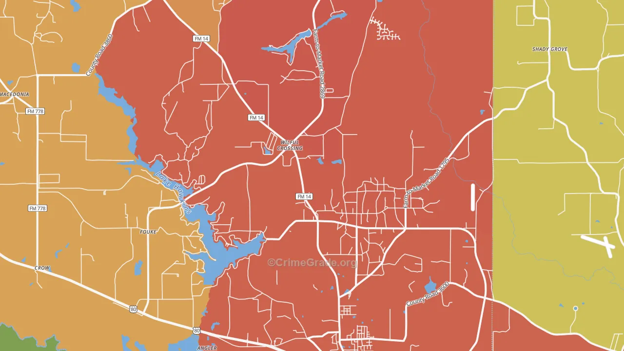 Hawkins, TX Map of Drug-Related Crime Rates