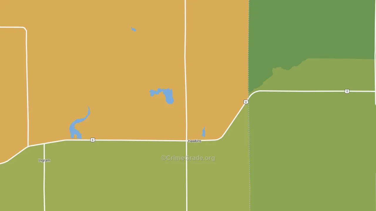 Hawkins, WI Map of Drug-Related Crime Rates