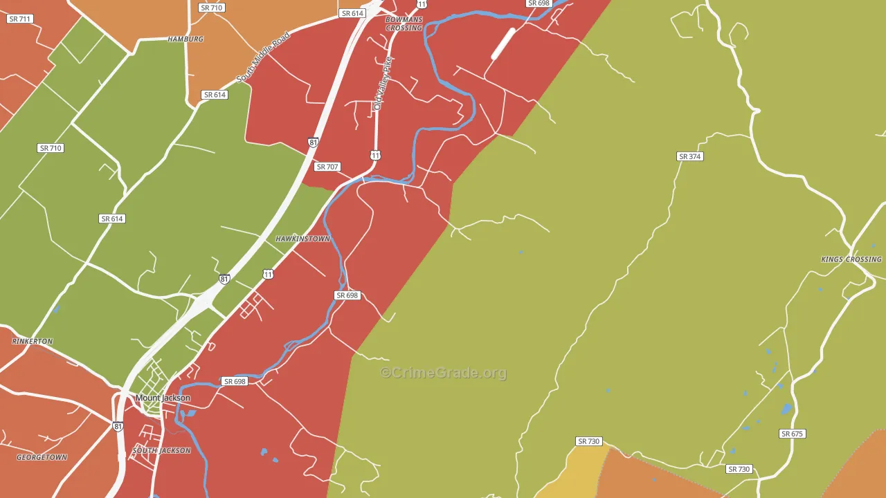 Hawkinstown, VA Map of Drug-Related Crime Rates