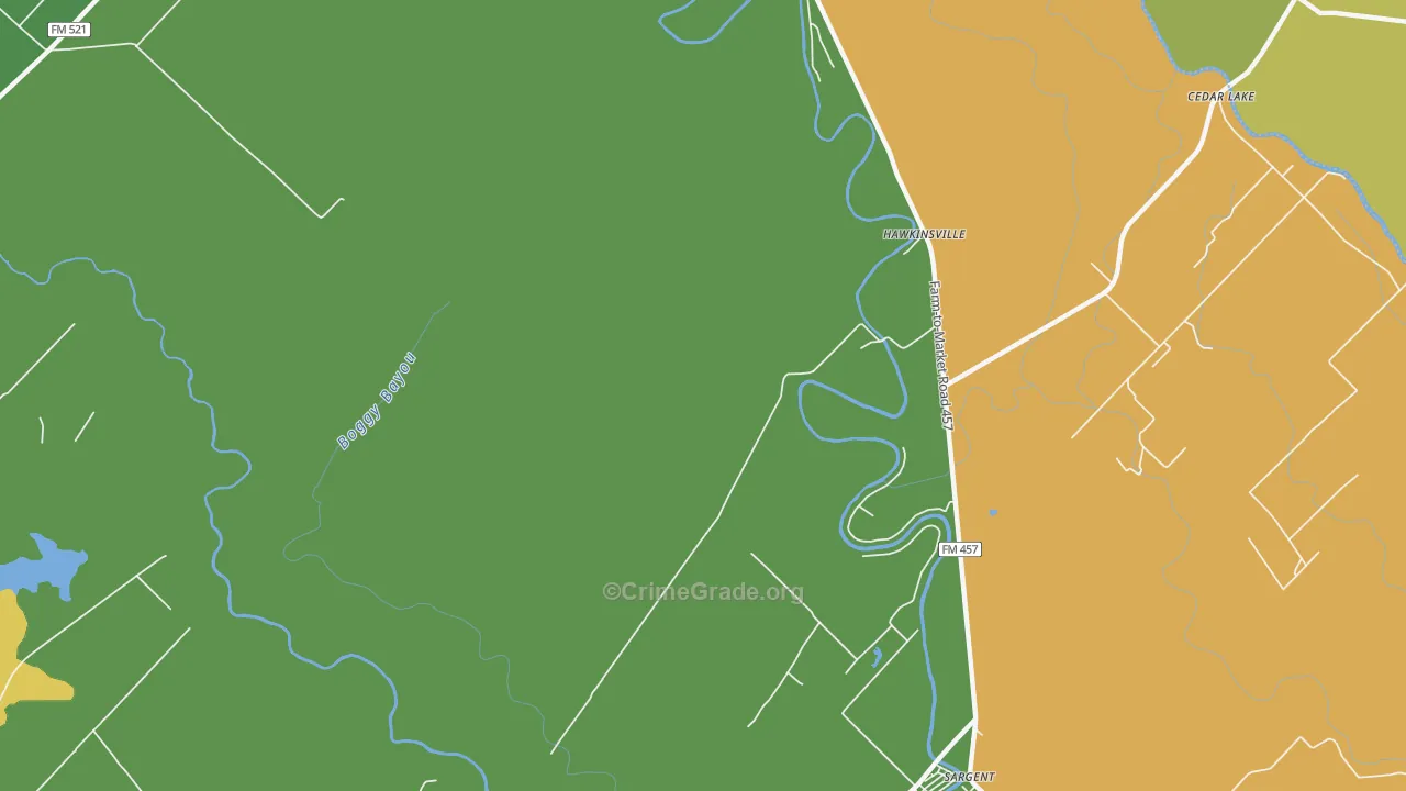 Hawkinsville, TX Map of Drug-Related Crime Rates