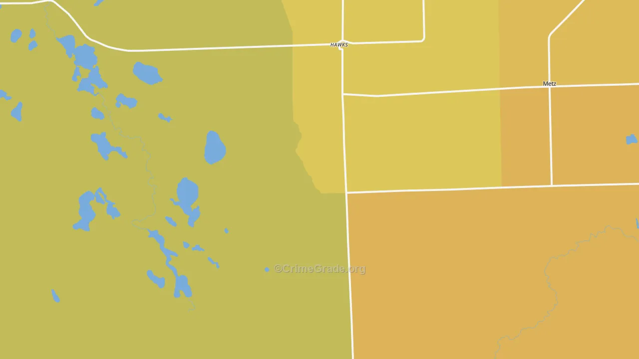 Hawks, MI Map of Drug-Related Crime Rates