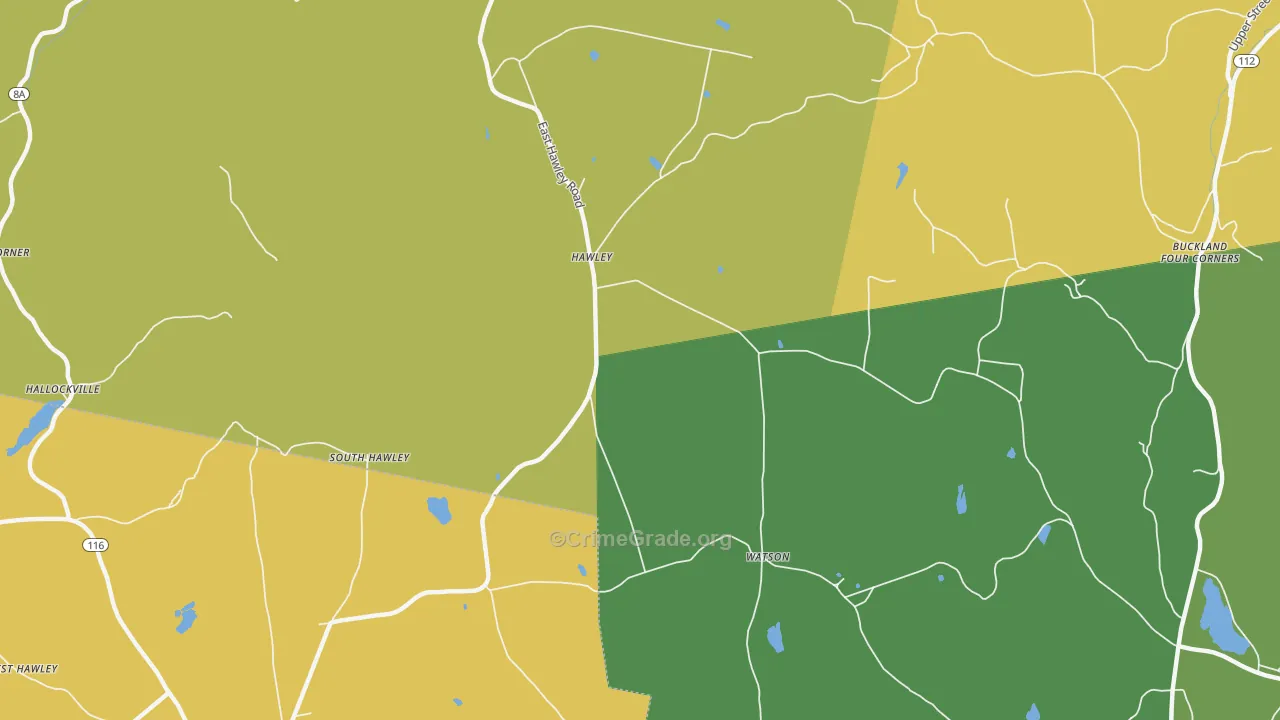 Hawley, MA Map of Drug-Related Crime Rates