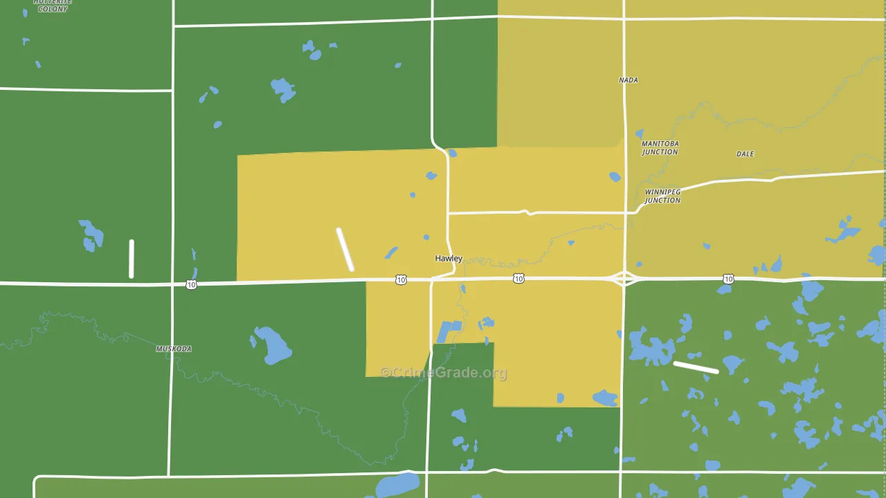 Hawley, MN Map of Drug-Related Crime Rates