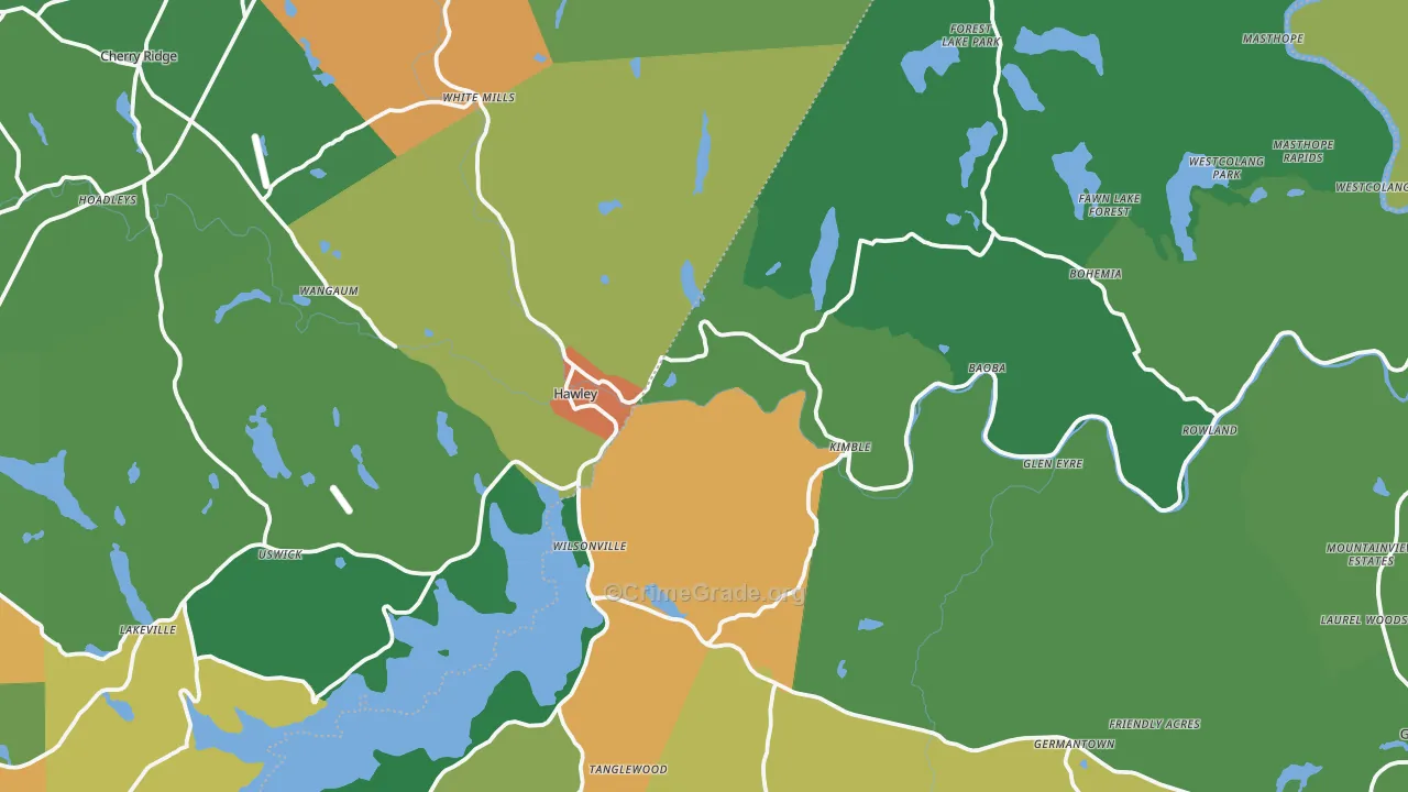 Hawley, PA Map of Drug-Related Crime Rates