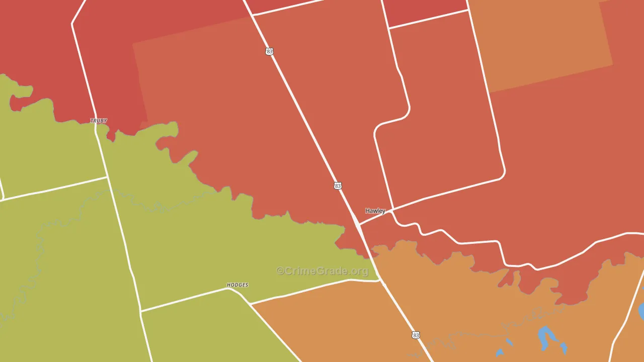 Hawley, TX Map of Drug-Related Crime Rates