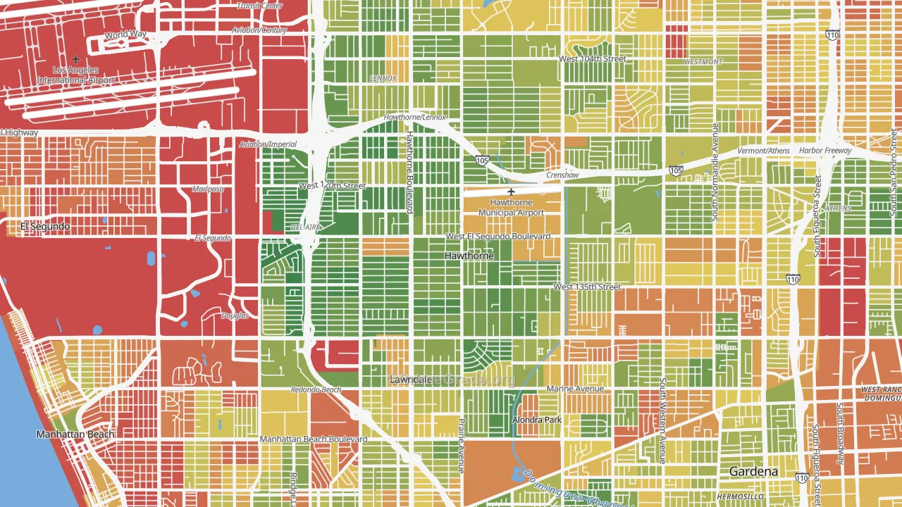 Hawthorne, CA Map of Drug-Related Crime Rates