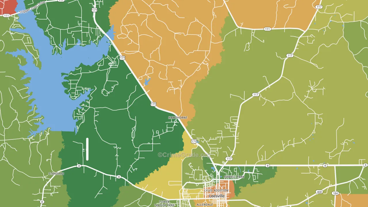 Hawthorne, LA Map of Drug-Related Crime Rates