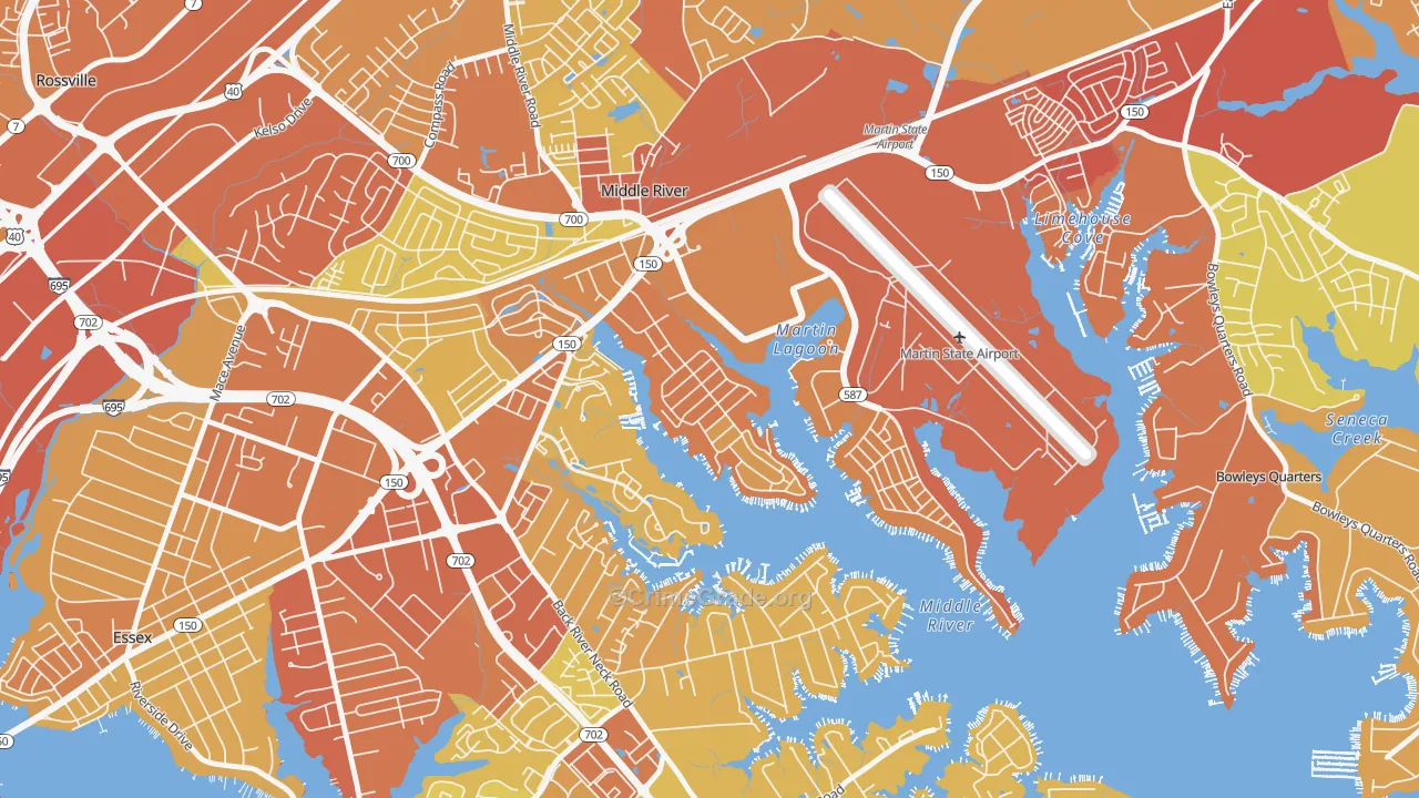 Hawthorne, Middle River, MD Map of Drug-Related Crime Rates