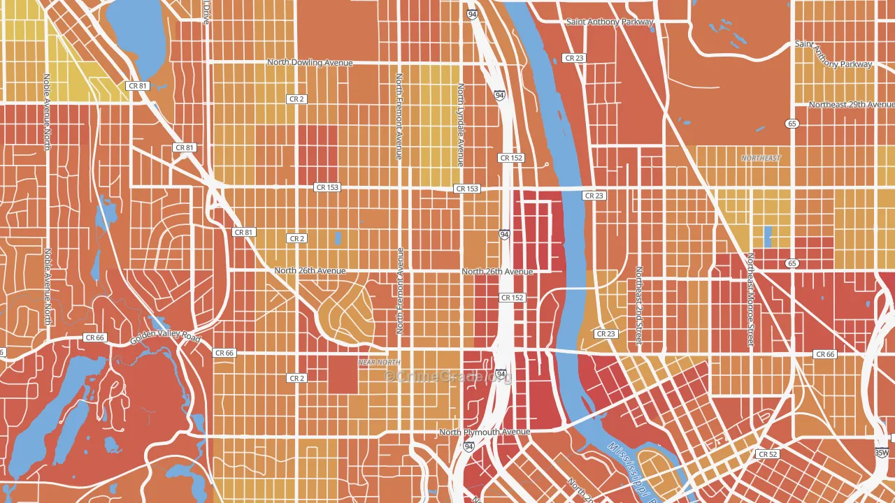 Hawthorne, Minneapolis, MN Map of Drug-Related Crime Rates