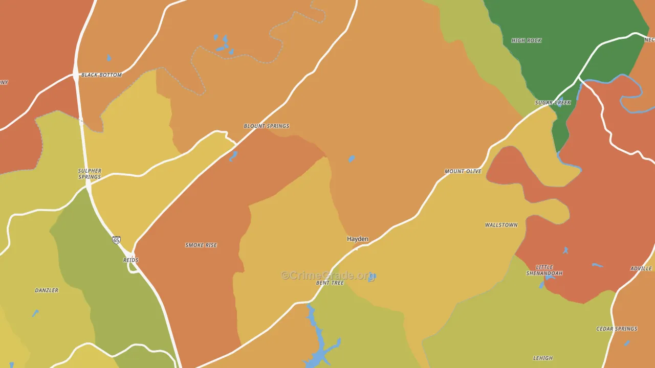 Hayden, AL Map of Drug-Related Crime Rates