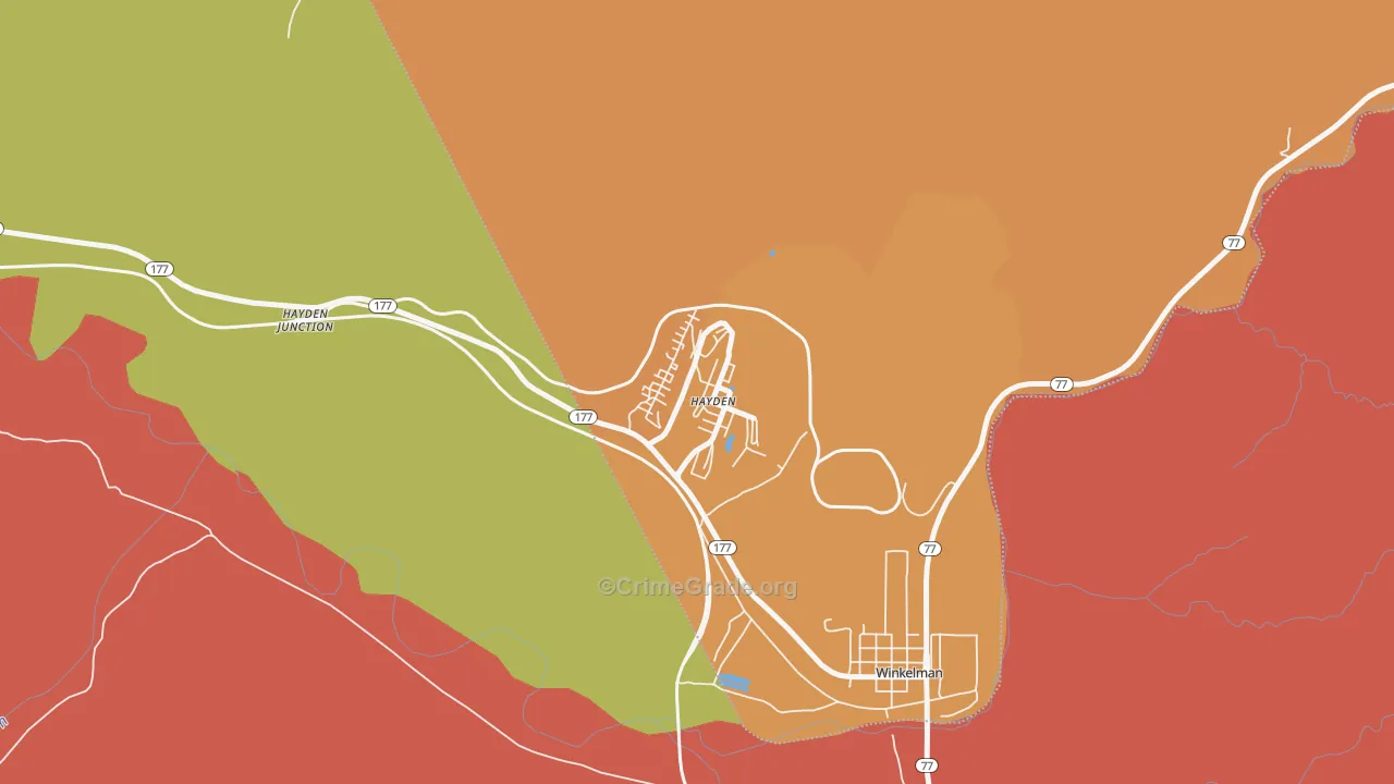 Hayden, AZ Map of Drug-Related Crime Rates