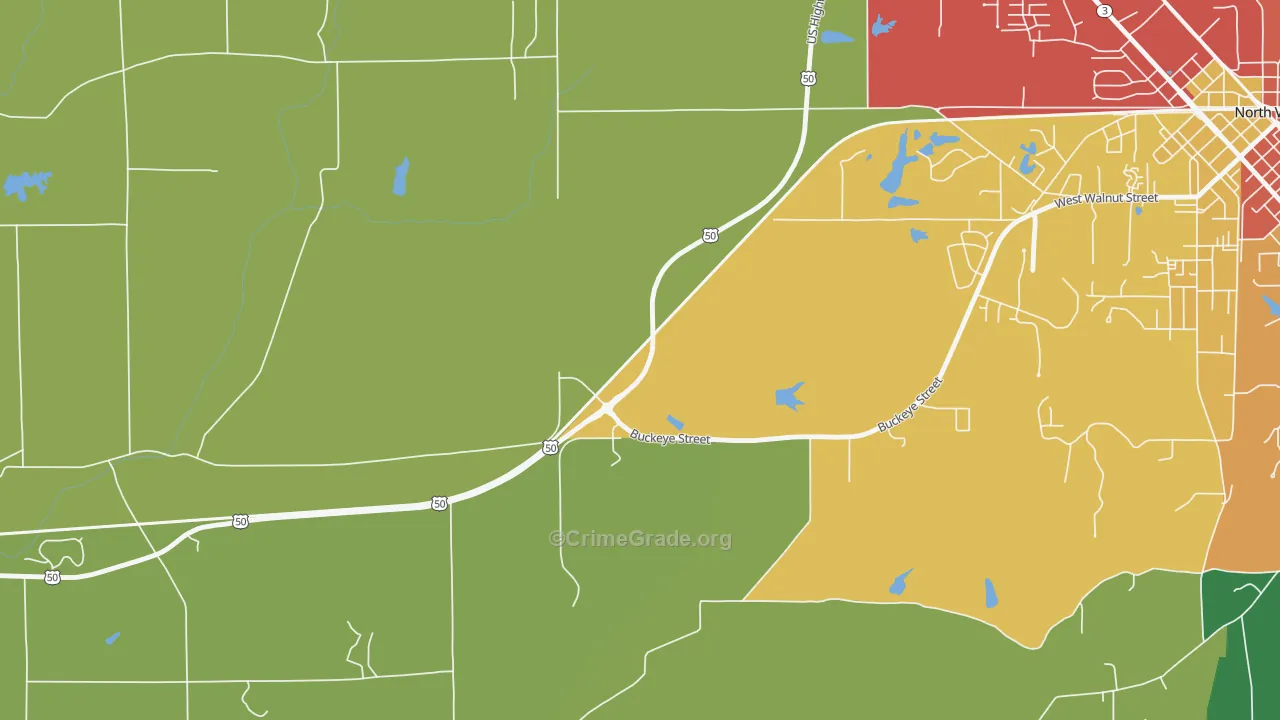 Hayden, IN Map of Drug-Related Crime Rates