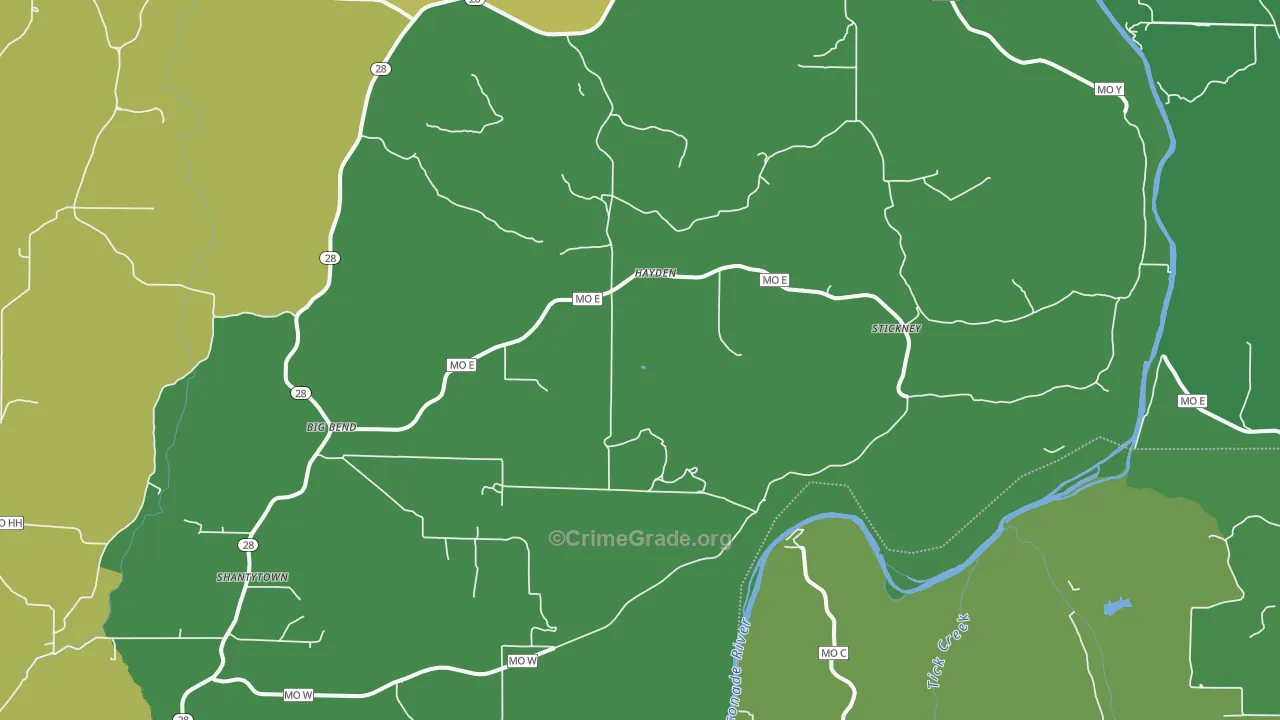Hayden, MO Map of Drug-Related Crime Rates