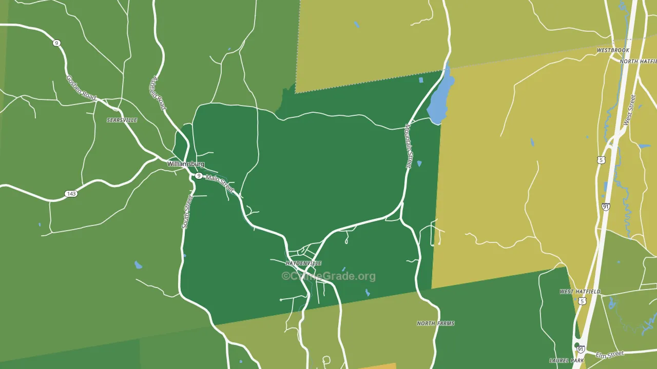 Haydenville, MA Map of Drug-Related Crime Rates