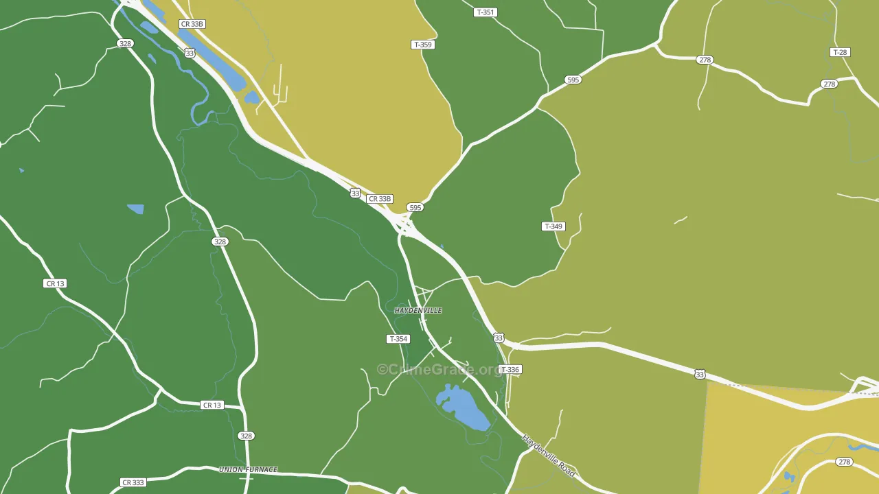Haydenville, OH Map of Drug-Related Crime Rates