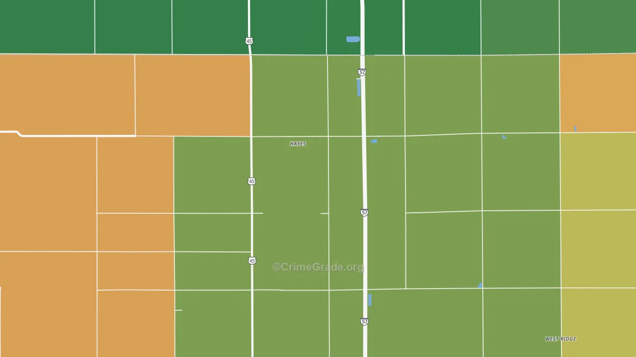 Hayes, IL Map of Drug-Related Crime Rates
