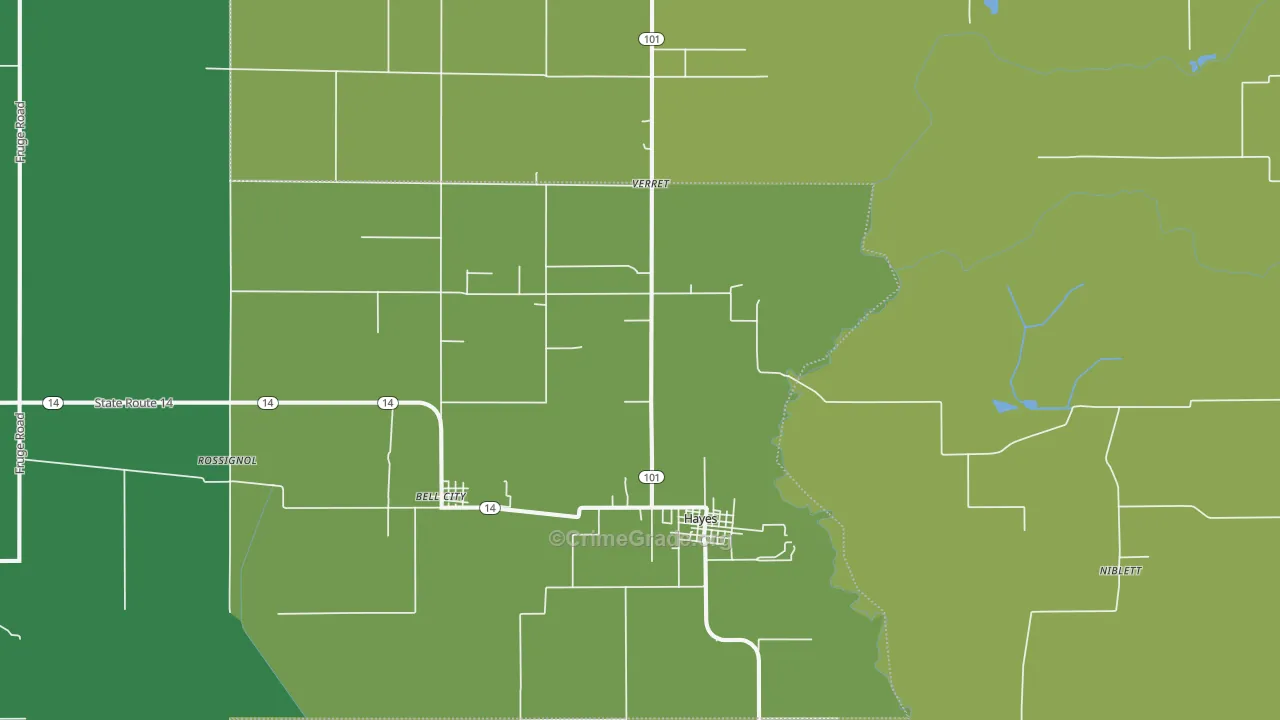 Hayes, LA Map of Drug-Related Crime Rates