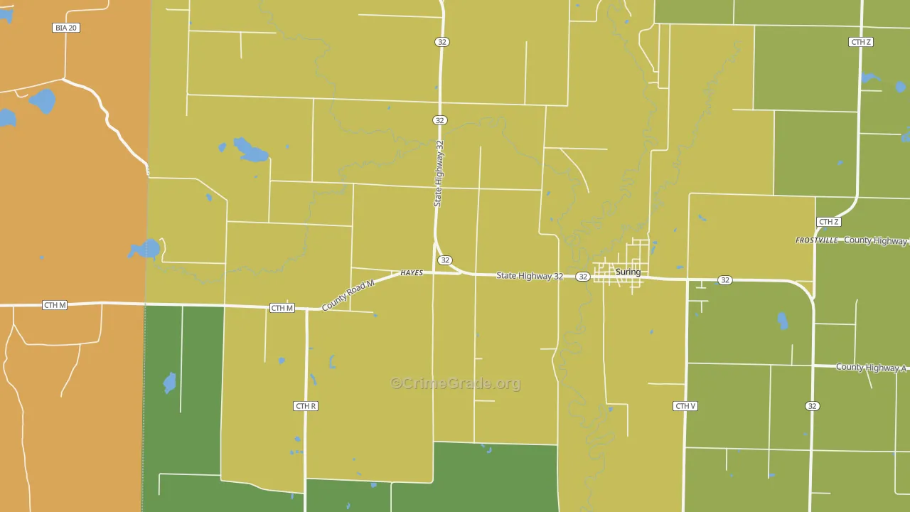 Hayes, WI Map of Drug-Related Crime Rates
