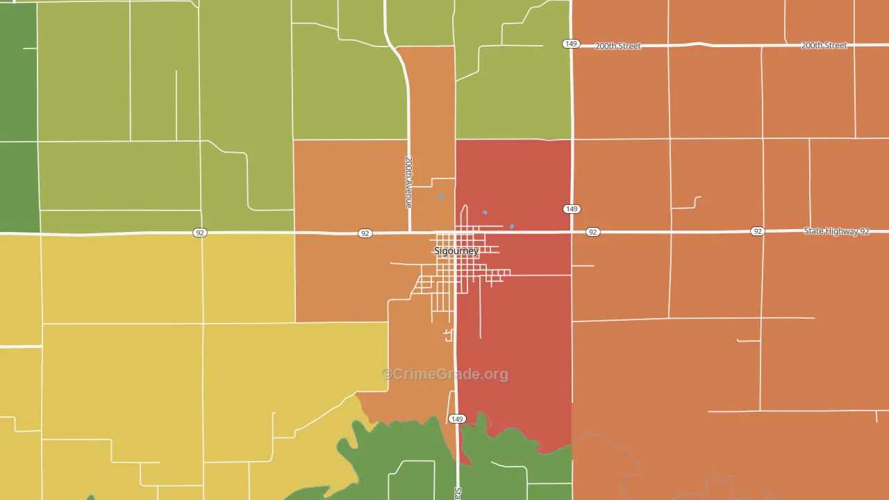 Hayesville, IA Map of Drug-Related Crime Rates
