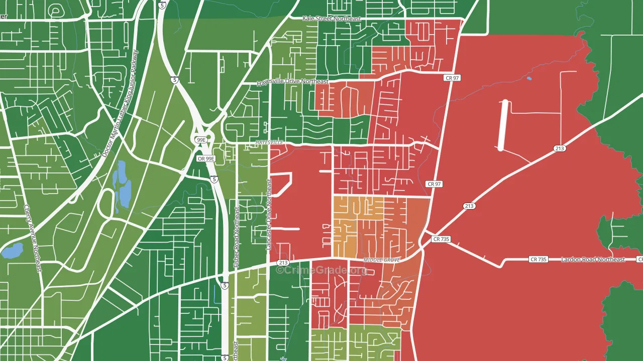 Hayesville, OR Map of Drug-Related Crime Rates