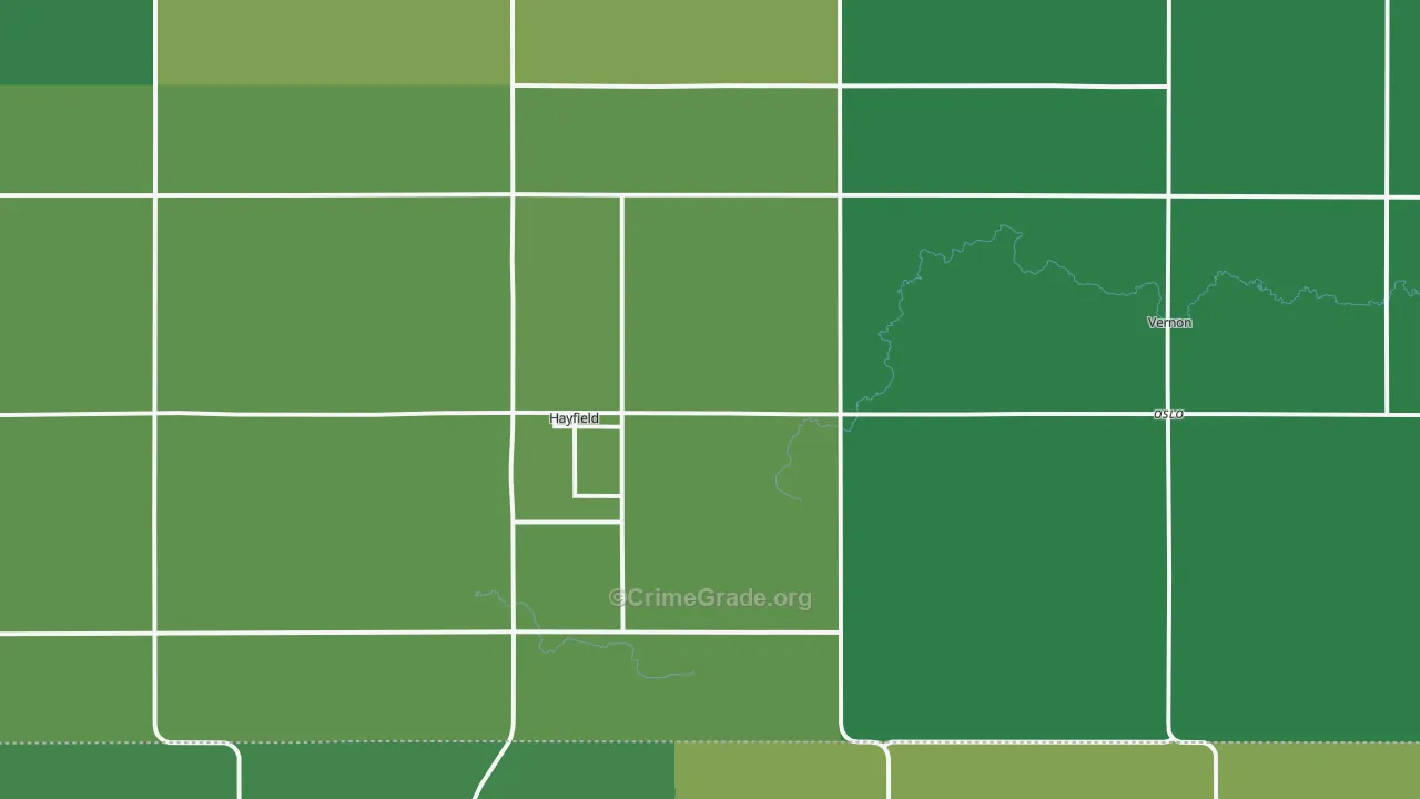 Hayfield, MN Map of Drug-Related Crime Rates