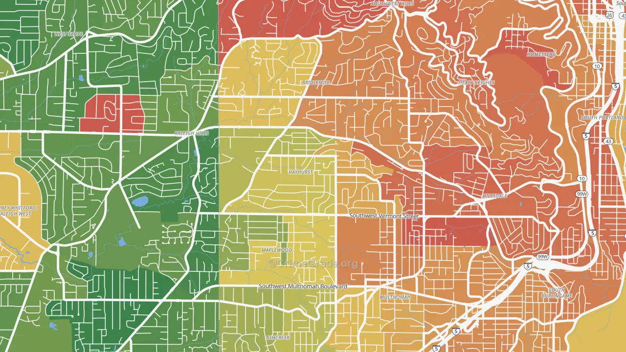 Hayhurst, Portland, OR Map of Drug-Related Crime Rates