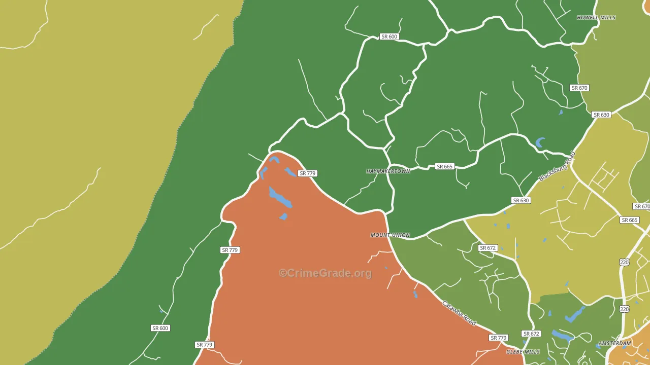 Haymakertown, VA Map of Drug-Related Crime Rates