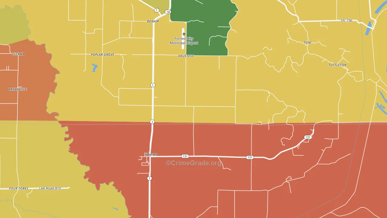 Haynes, AR Map of Drug-Related Crime Rates