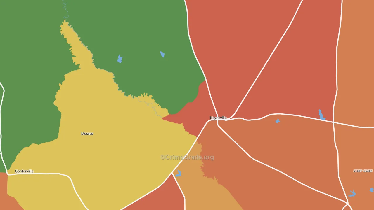 Hayneville, AL Map of Drug-Related Crime Rates