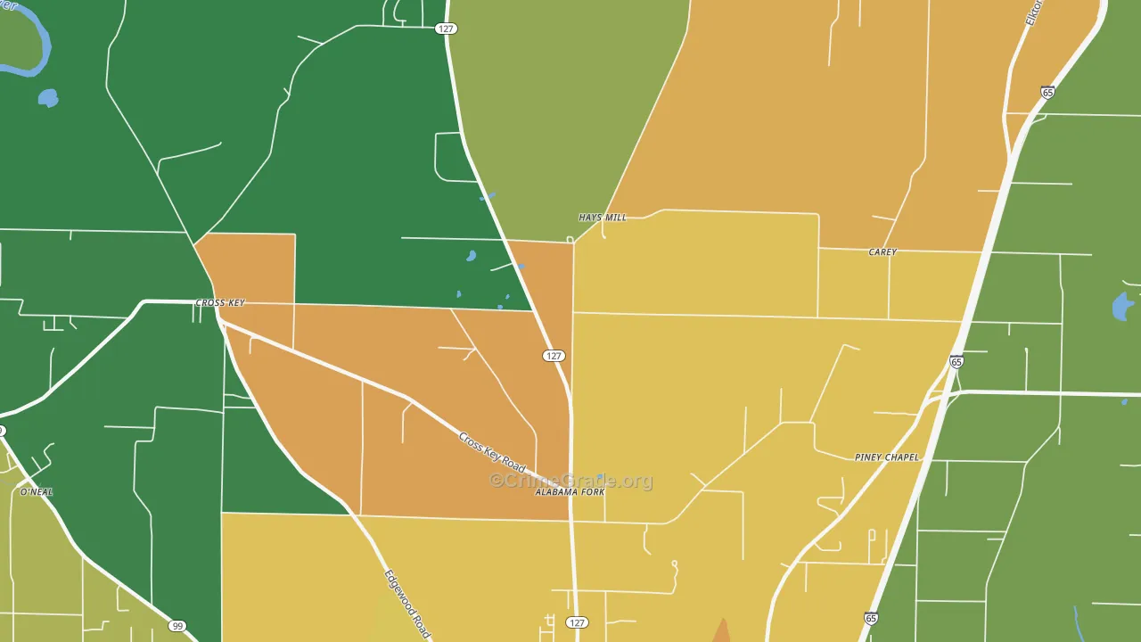 Hays Mill, AL Map of Drug-Related Crime Rates