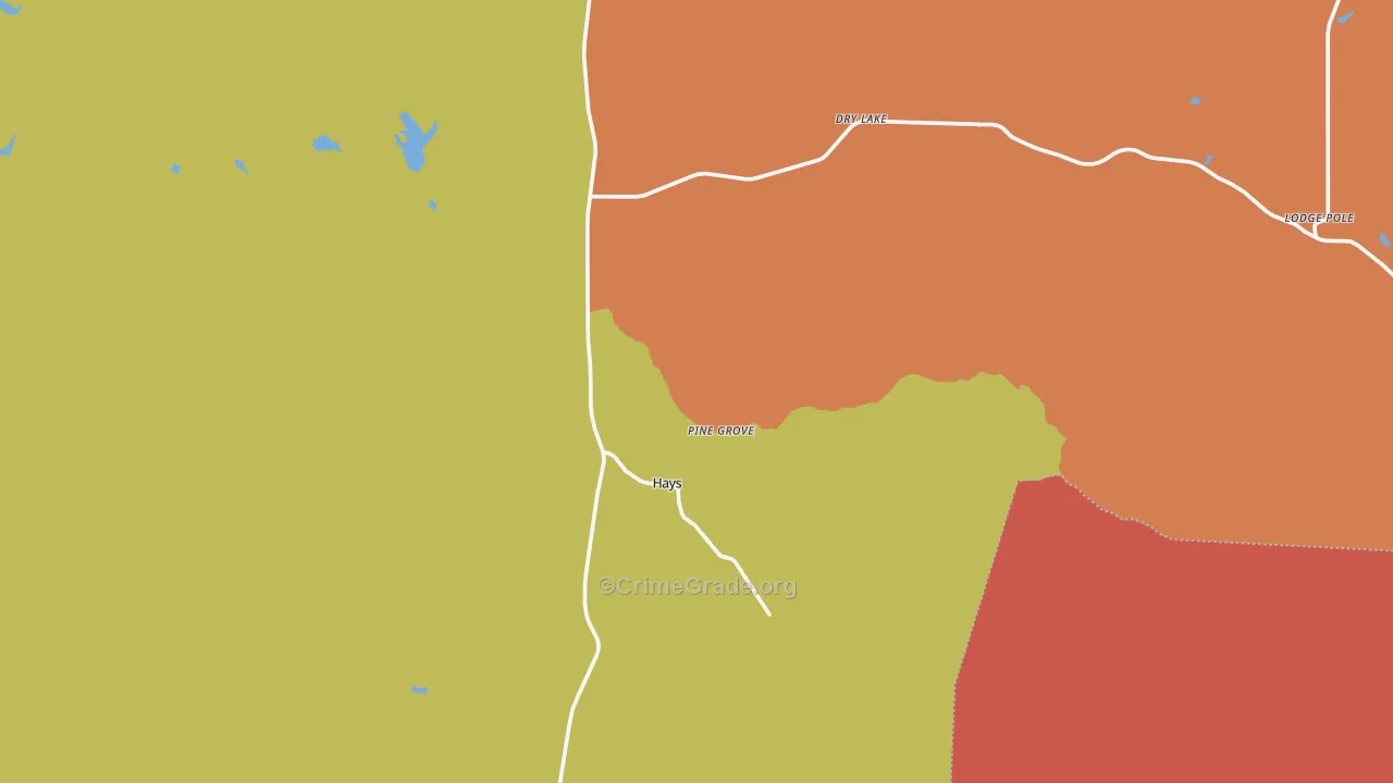 Hays, MT Map of Drug-Related Crime Rates