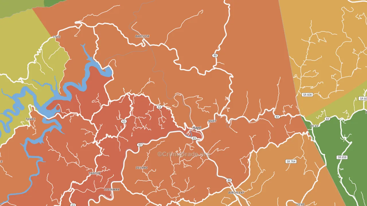 Haysi, VA Map of Drug-Related Crime Rates