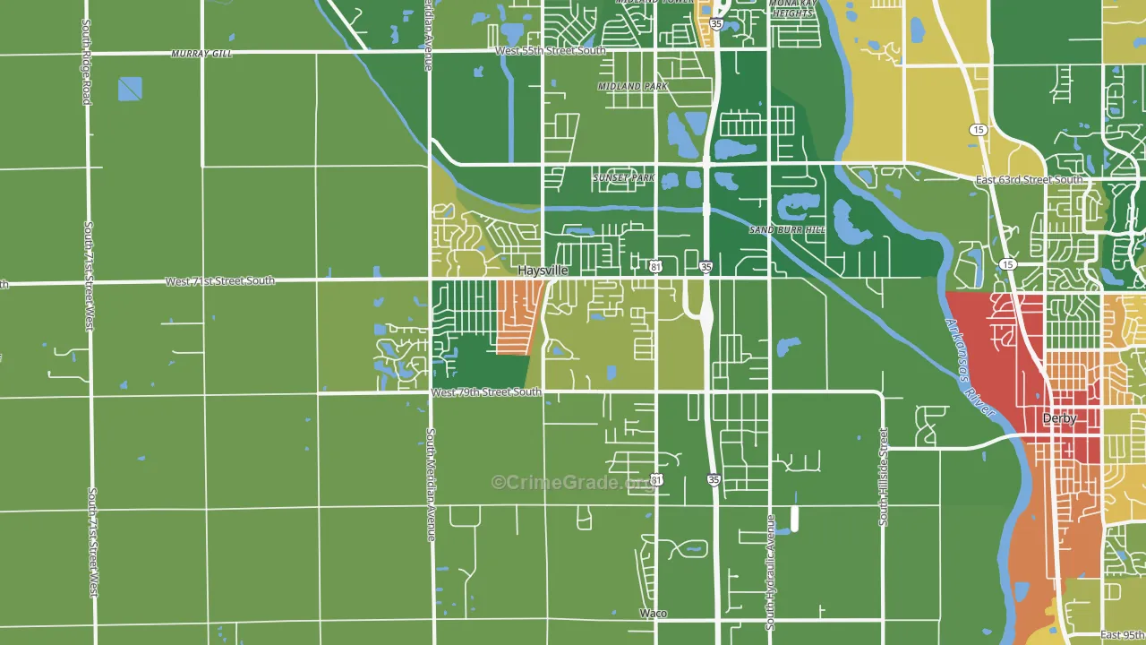 Haysville, KS Map of Drug-Related Crime Rates