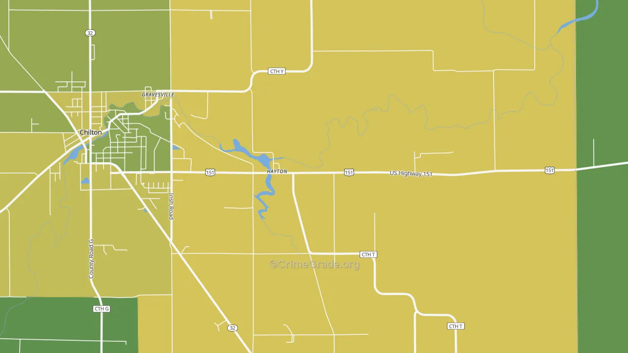 Hayton, WI Map of Drug-Related Crime Rates