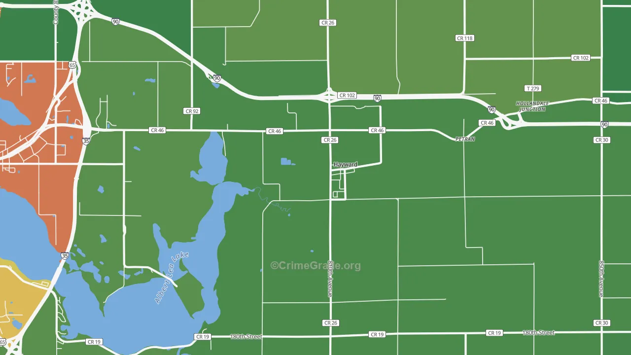 Hayward, MN Map of Drug-Related Crime Rates