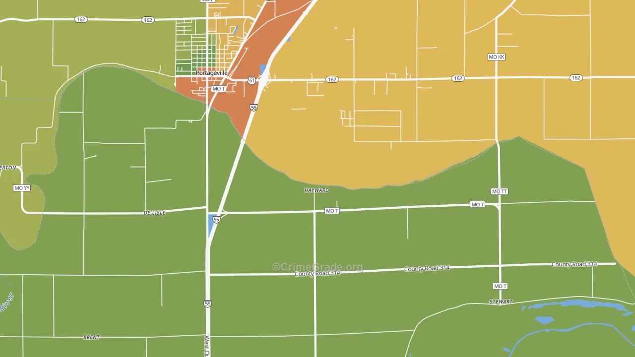 Hayward, MO Map of Drug-Related Crime Rates