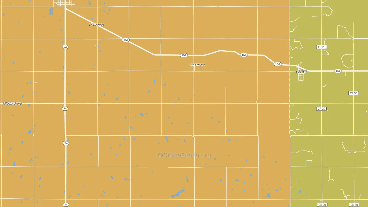 Hayward, OK Map of Drug-Related Crime Rates