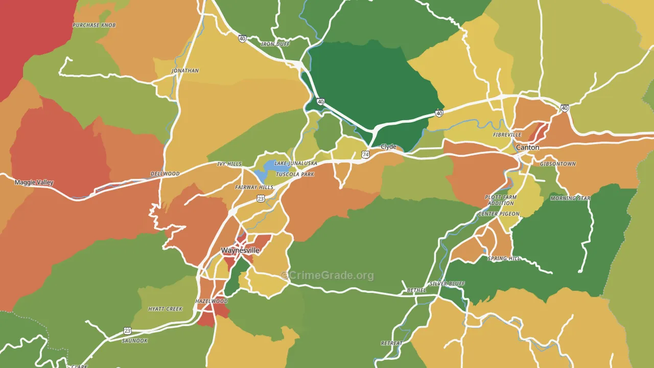 Haywood County, NC Map of Drug-Related Crime Rates