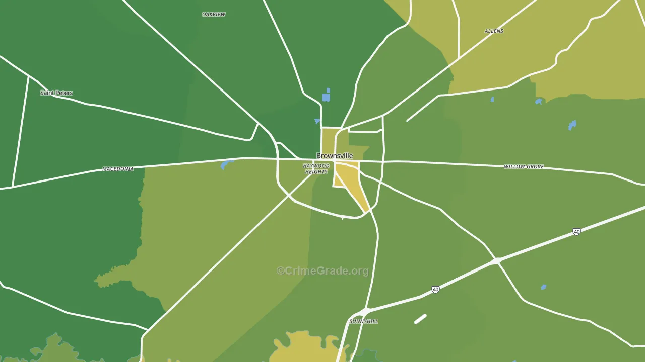Haywood County, TN Map of Drug-Related Crime Rates
