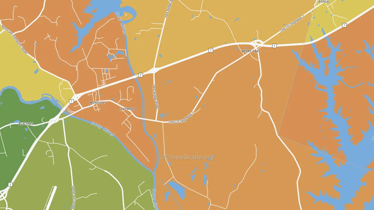 Haywood, NC Map of Drug-Related Crime Rates