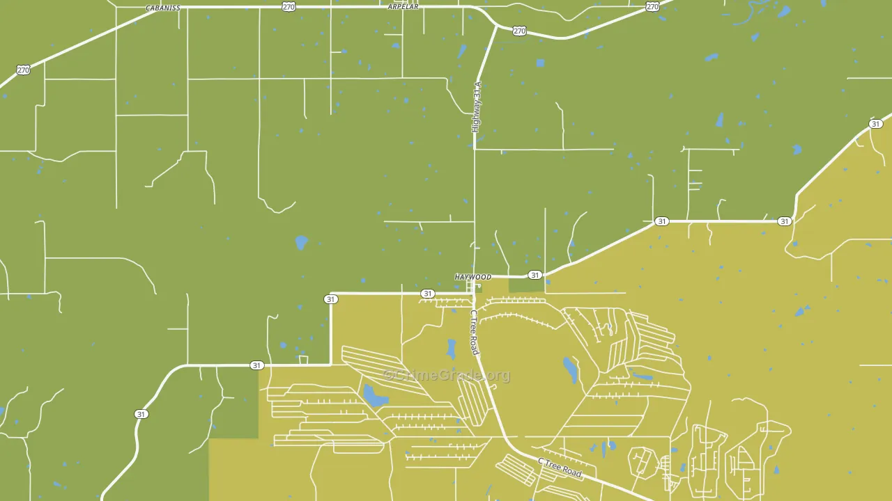 Haywood, OK Map of Drug-Related Crime Rates