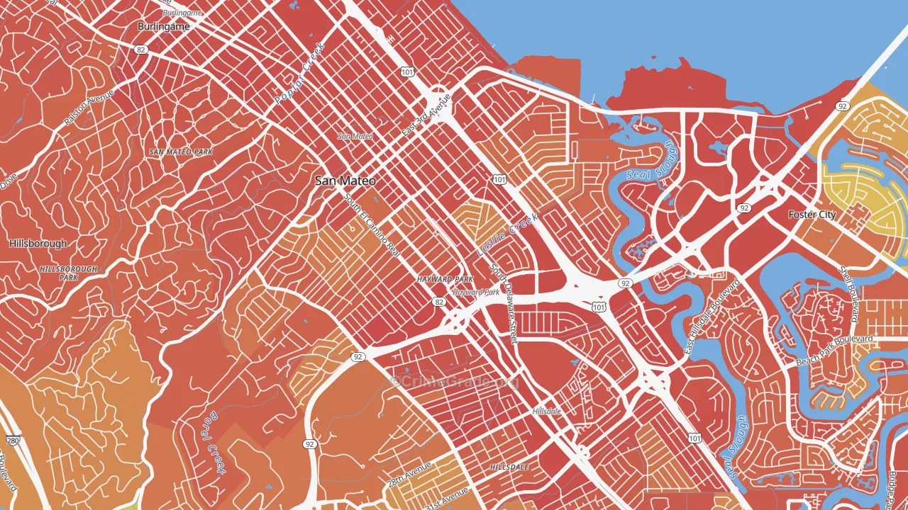 Haywood Park, San Mateo, CA Map of Drug-Related Crime Rates