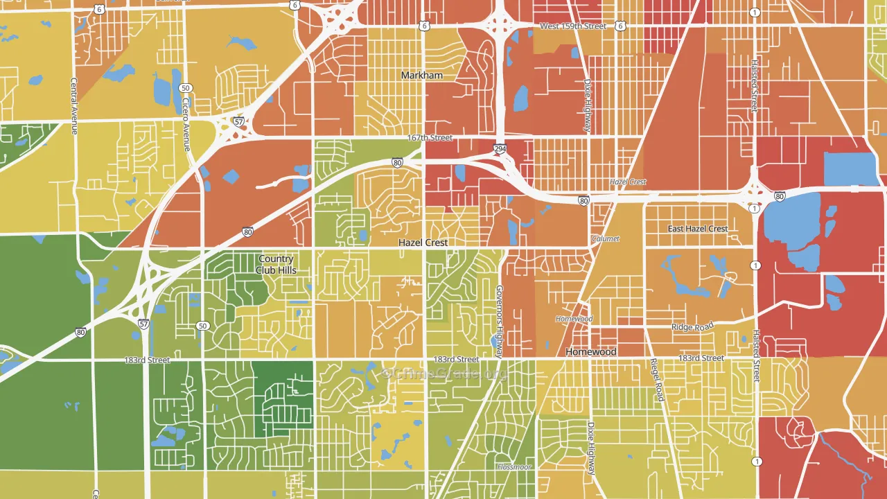 Hazel Crest, IL Map of Drug-Related Crime Rates
