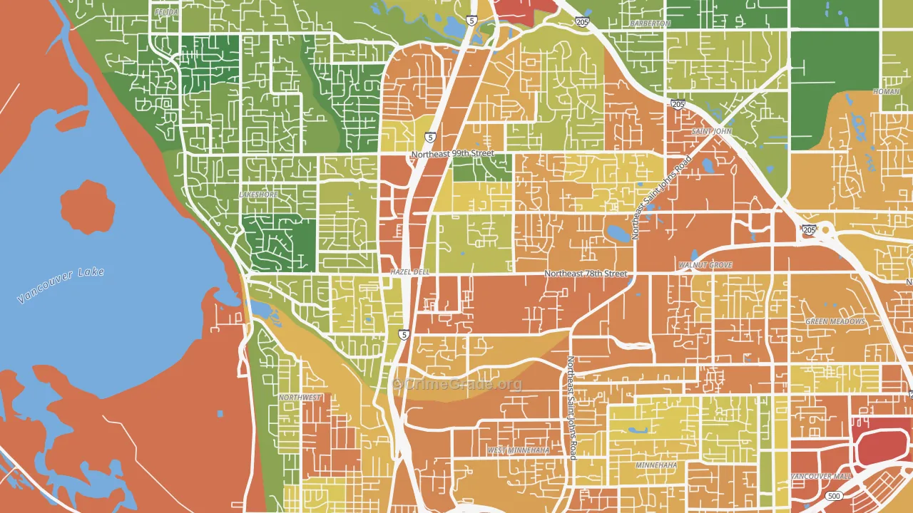 Hazel Dell, WA Map of Drug-Related Crime Rates