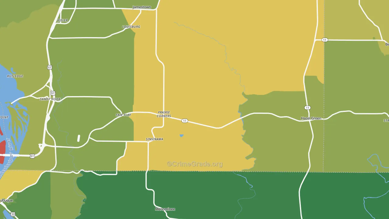 Hazel Green, WI Map of Drug-Related Crime Rates
