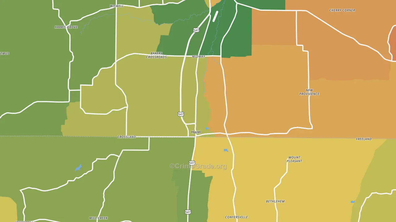 Hazel, KY Map of Drug-Related Crime Rates